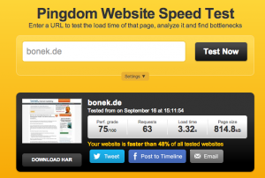 с   Pingdom   Вы можете быстро проверить скорость или время загрузки своей собственной страницы и посмотреть, какую «оценку» вы получите за нее (по сравнению с другими сайтами)